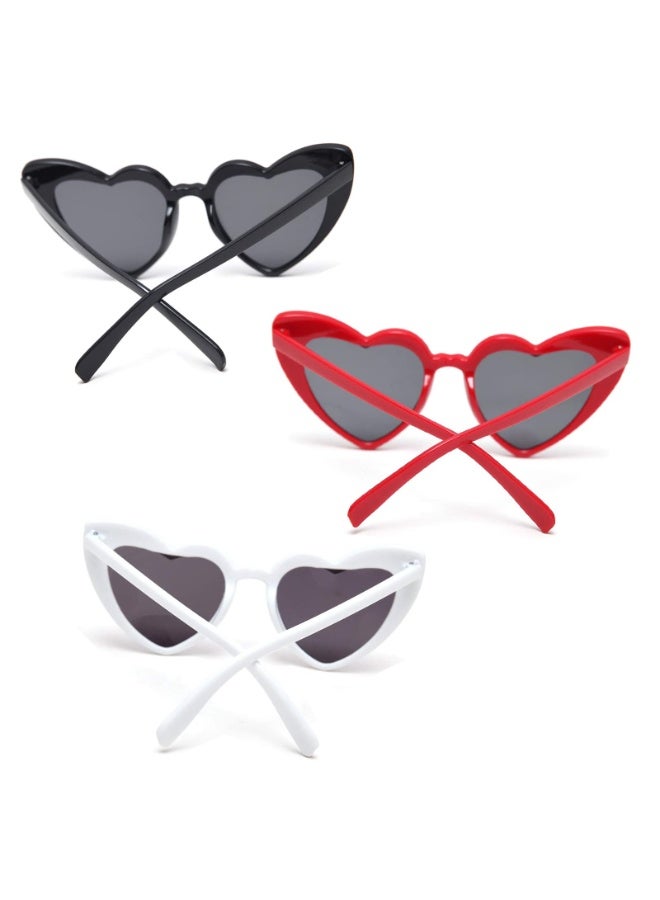PAWSONIFY 3 PCS Heart Shaped Sunglasses UV400 Protection - Vintage Retro Love Heart Glasses for Party Raves Travel - Image 4